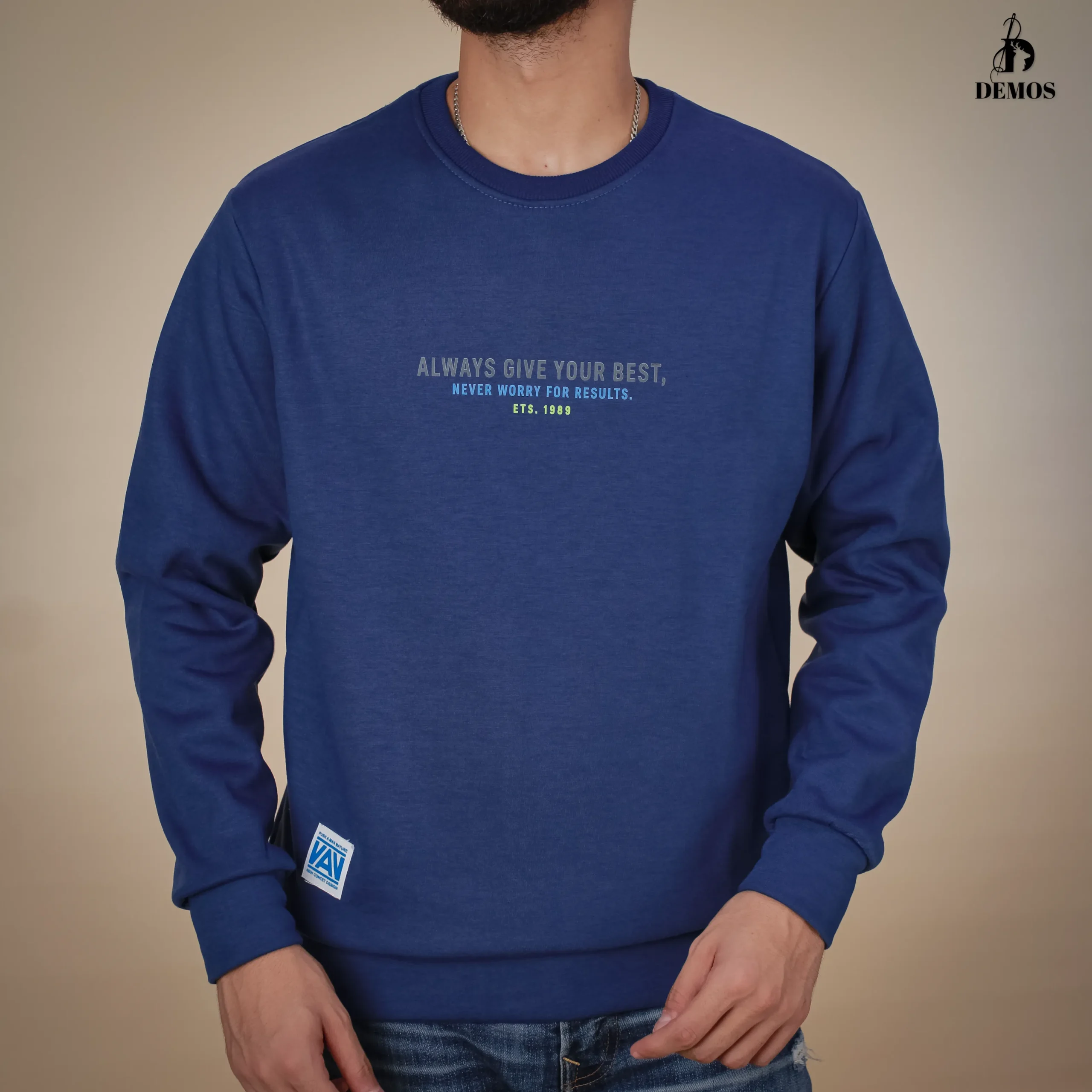 IMG_3568 سويت شيرت ميلتون NEVER WORRY – بترولي - Image 1