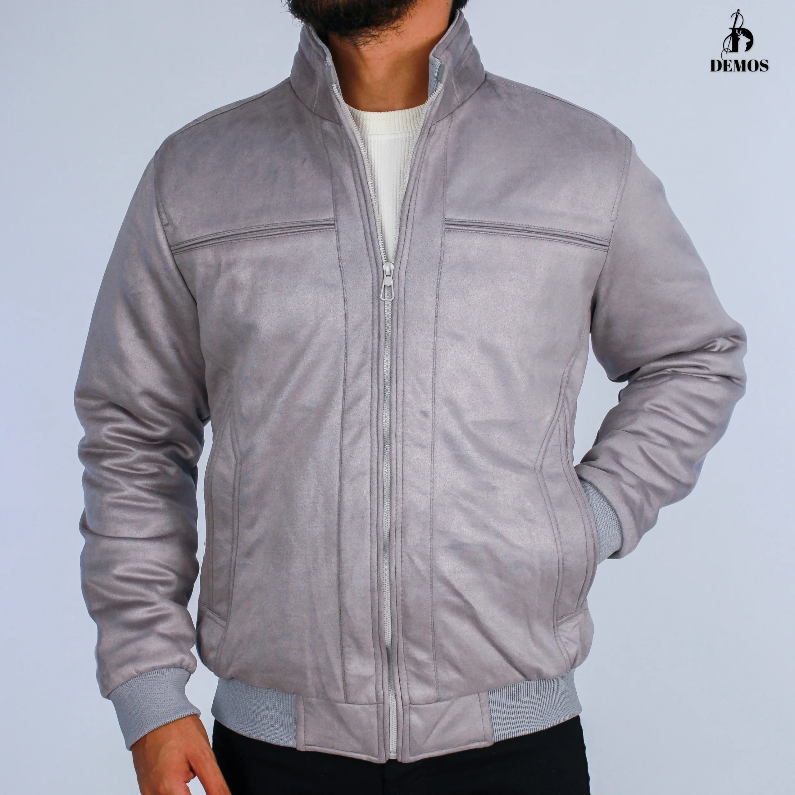 IMG_9793 جاكيت شمواه سويد - رمادي- JK183 - الصورة 1