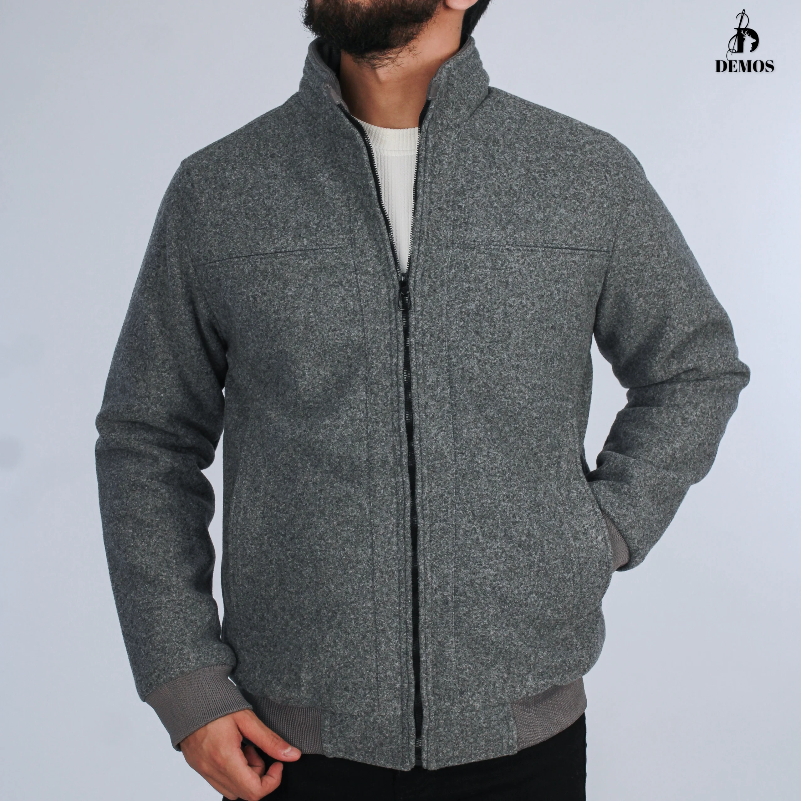 IMG_9847 جاكيت جوخ - رمادي وسط- JK187 - Image 1