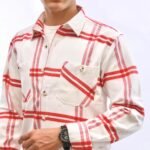 قميص كم جوخ - ابيض*احمر - Image 2