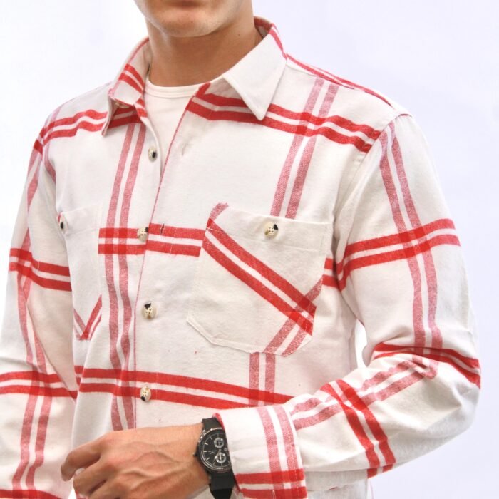 قميص كم جوخ - ابيض*احمر - Image 2