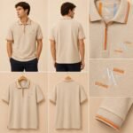 ⁦Polo T-shirt beige AX03⁩ - الصورة ⁦3⁩