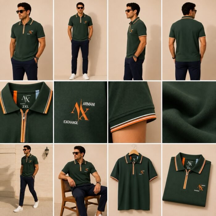 ⁦Polo T-shirt Dark Green AX04⁩ - الصورة ⁦2⁩