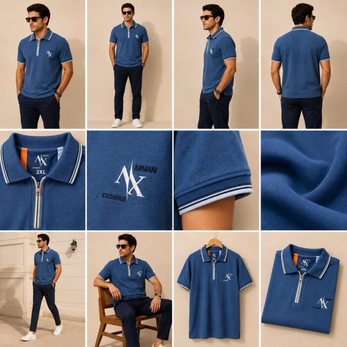 ⁦Polo t-shirt Royal Blue AX02⁩ - الصورة ⁦2⁩